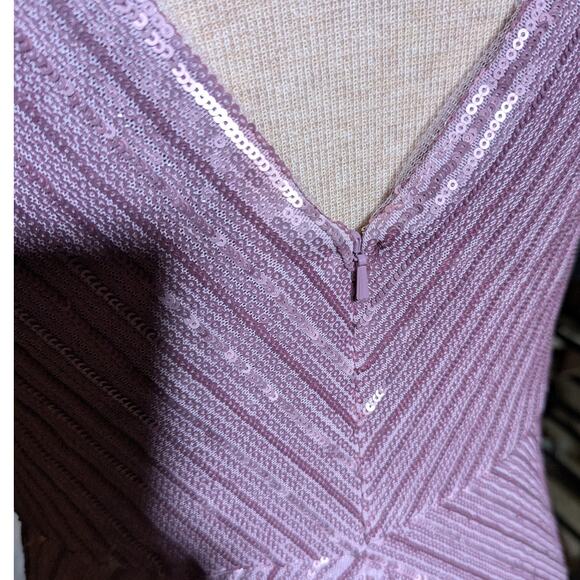Rene Ruiz Collection Mauve Pink Sequin Embellished V-Neck Maxi Gown Sz 8 $1395 - Picture 4 of 6